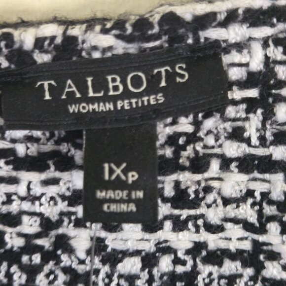 Talbots NWT Textured Tweed Sweater Jacket Black White Size 1Xp - Picture 10 of 11